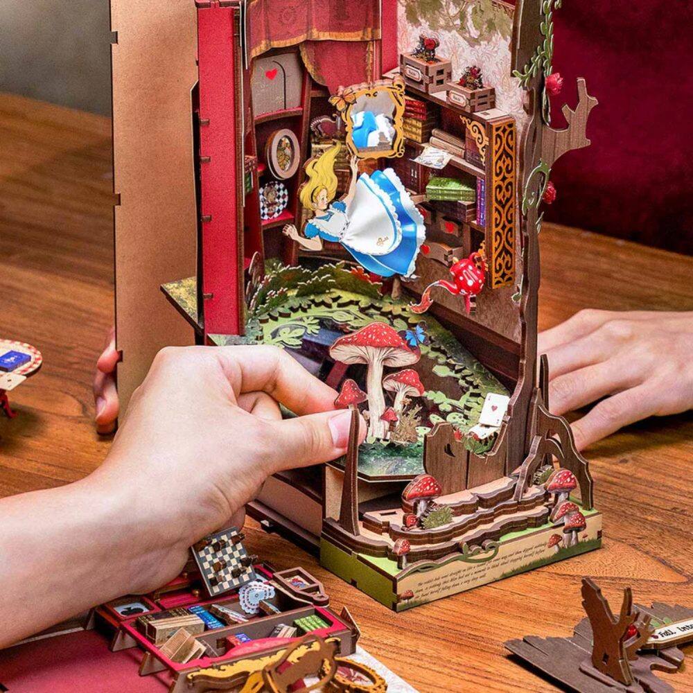 Left. 3D Puzzle - DIY 3D Book Nook Kit: Fall into Wonder 300 pieces.