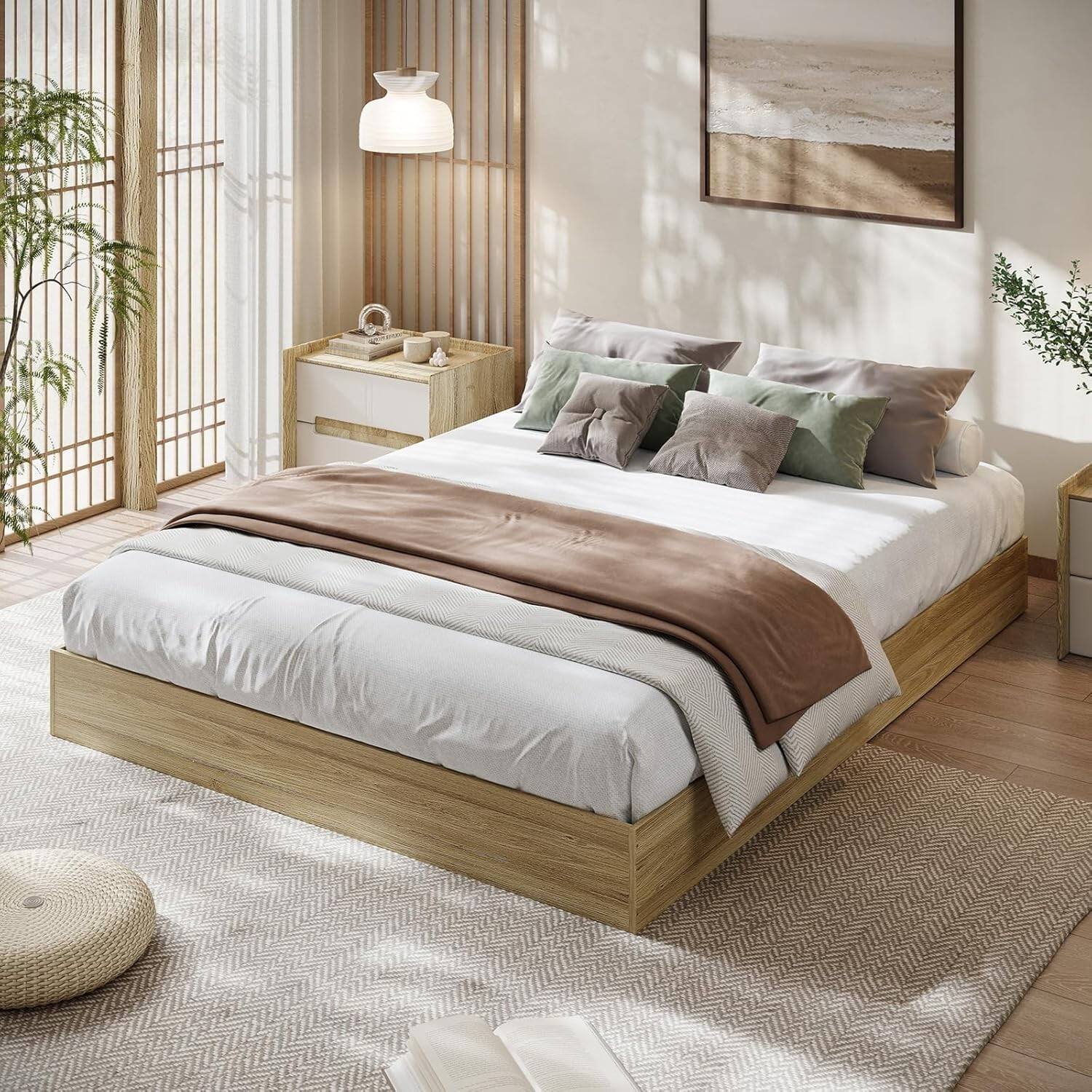 Alt View 1. GARVEE - Twin-XL Solid Wood Bed Frame, Modern Design, No Box Spring, Easy Assembly - Natural - Wood Color Twin-XL.