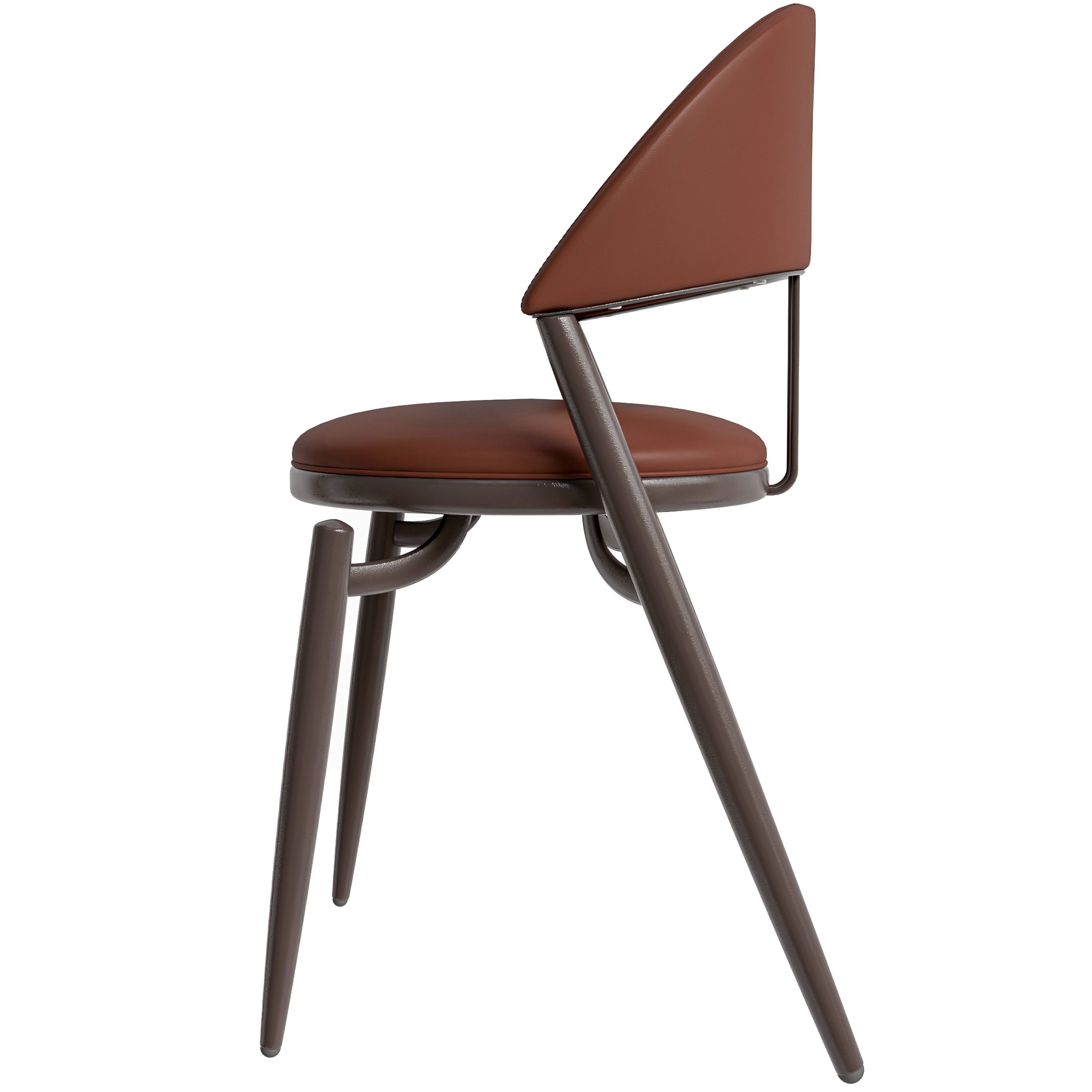 Alt View 4. LeisureMod - Venice 2-PCS Upholstered Leather Accent Chair for Dining Room & Kitchen - Dark Brown.