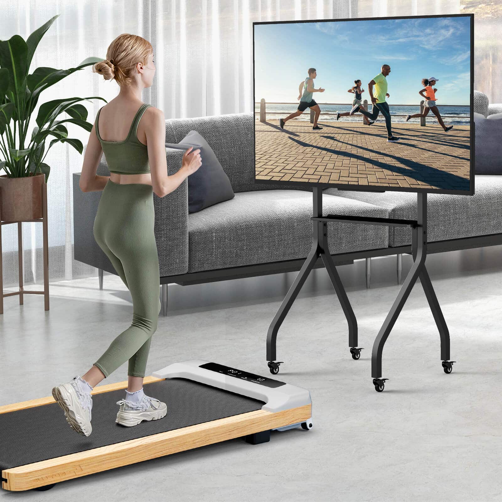 Alt View 1. Costway - Mobile TV Stand Rolling TV Cart for Most 43"-100" Flat/Curved Screens up to 110 lbs - Black.