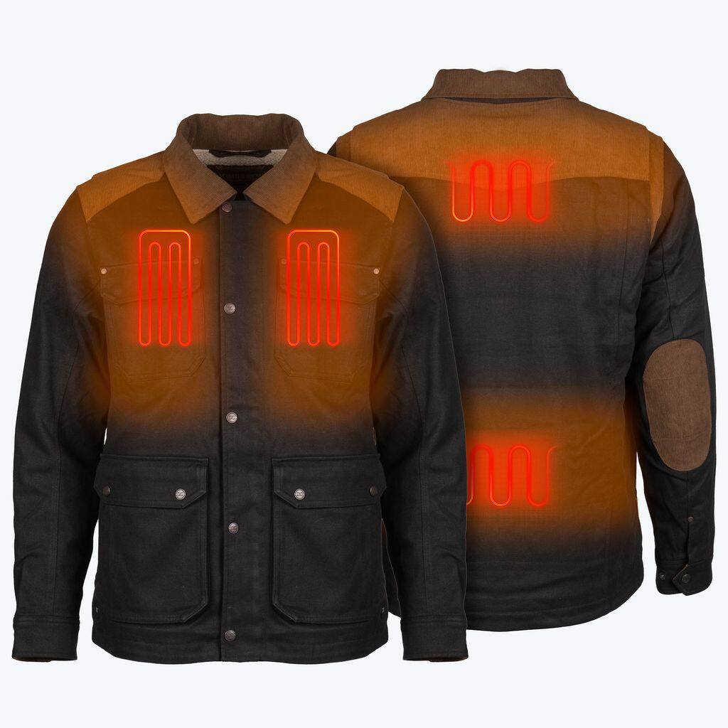 Angle. Mobile Warming - App Controlled Men's Ranch 3/4 Heated Jacket - Black.