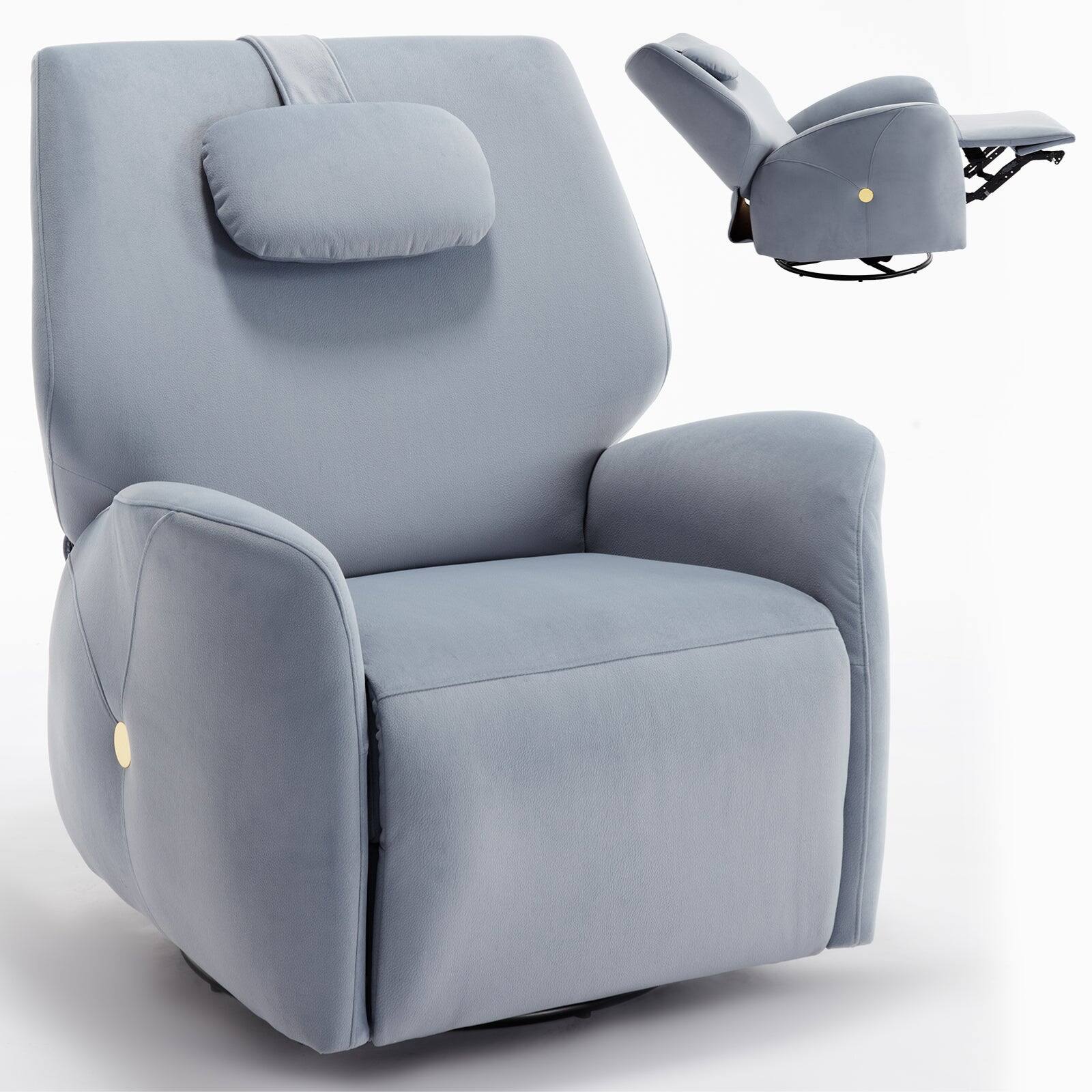 Alt View 10. Boyel Living - Swivel and Rocker Power Recliner Chair Max Swivel Degree 270° Heavy Duty Motion Mechanism with USB and Type-C Ports - Blue.