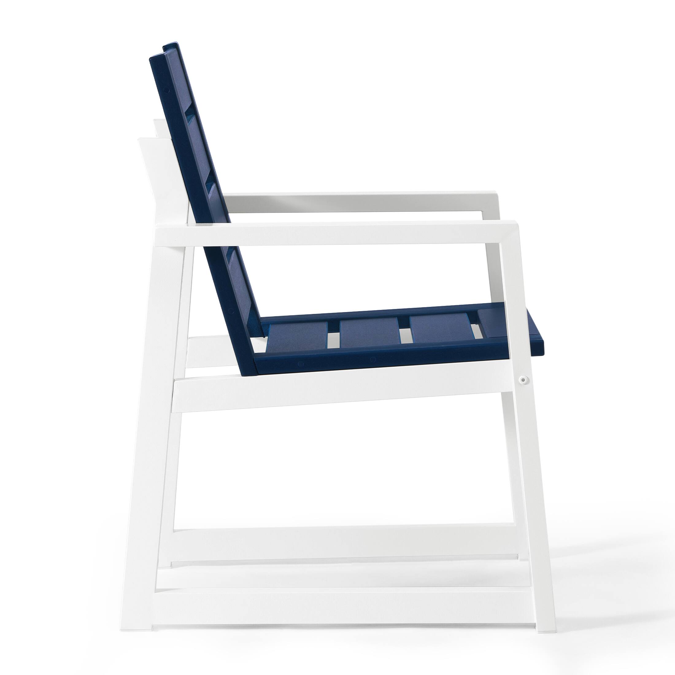 Alt View 2. WestinTrends - WestinTrends Cape May 7-Piece HDPE Outdoor Furniture Patio Dining Table With Umbrella Hole and Chairs Set For 6 - Navy Blue.