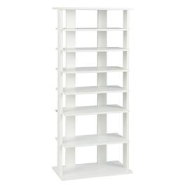 Costway - Patented 7-Tier Double Rows Shoe Rack Vertical Wooden Shoe Storage Organizer Rustic - White