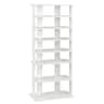 Costway - Patented 7-Tier Double Rows Shoe Rack Vertical Wooden Shoe Storage Organizer Rustic - White