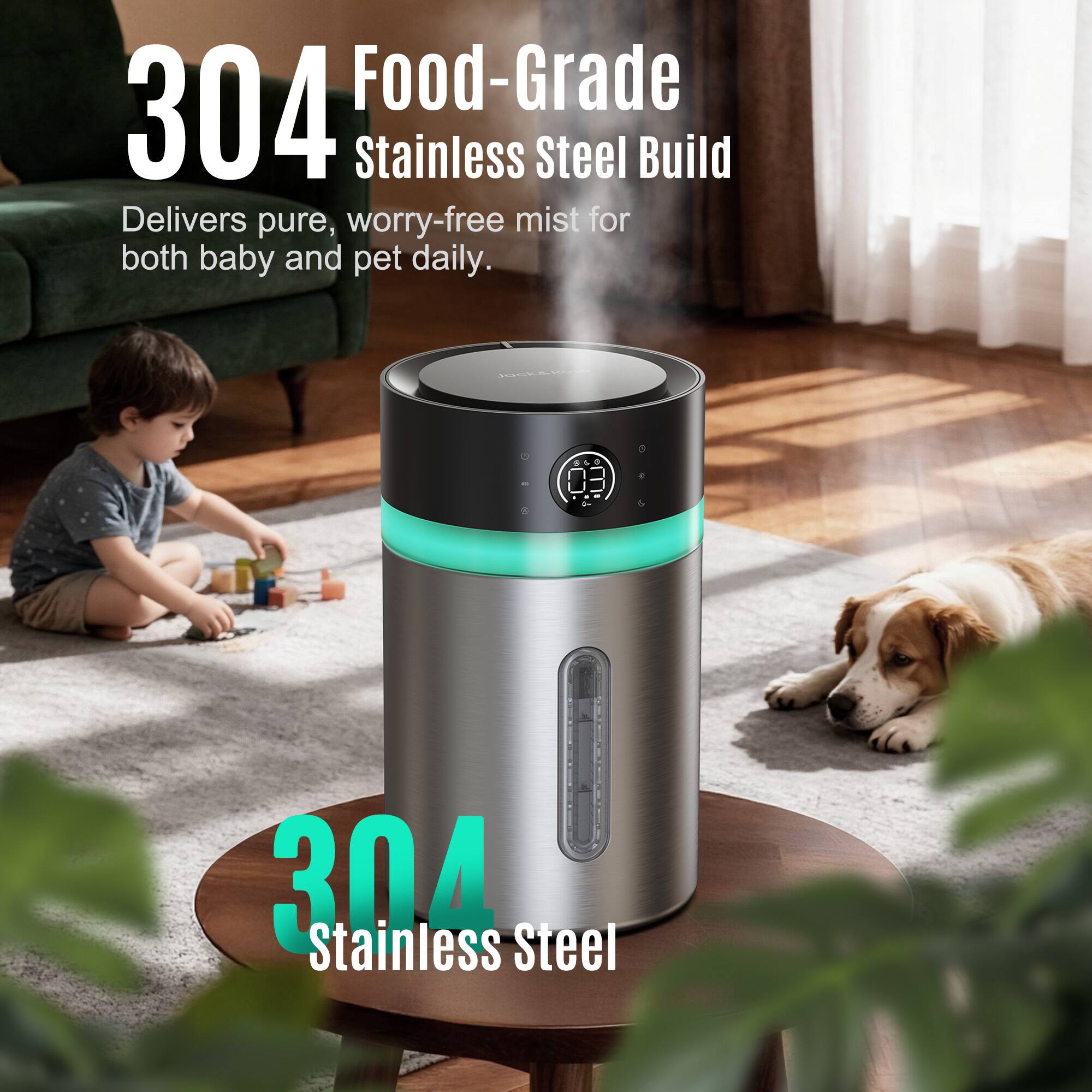 Food-Grade 304 Stainless Steel Build Delivers pure, worry-free mist for both baby and pet daily.