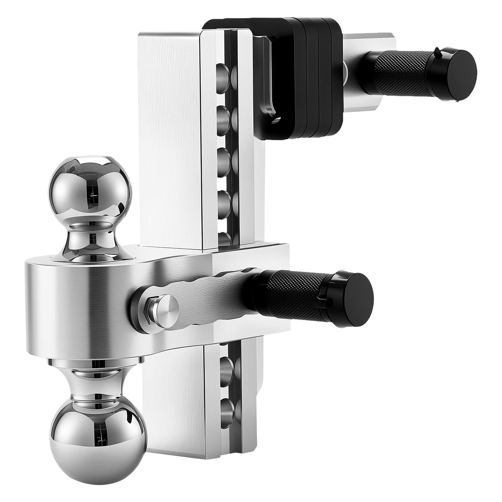 Alt View 5. VEVOR - Adjustable Trailer Hitch, 8-Inch Drop Hitch, Tri-Ball Mount for 2.5-Inch Hitch Receiver, Trailer Ball Size 1-7/8" - Black.