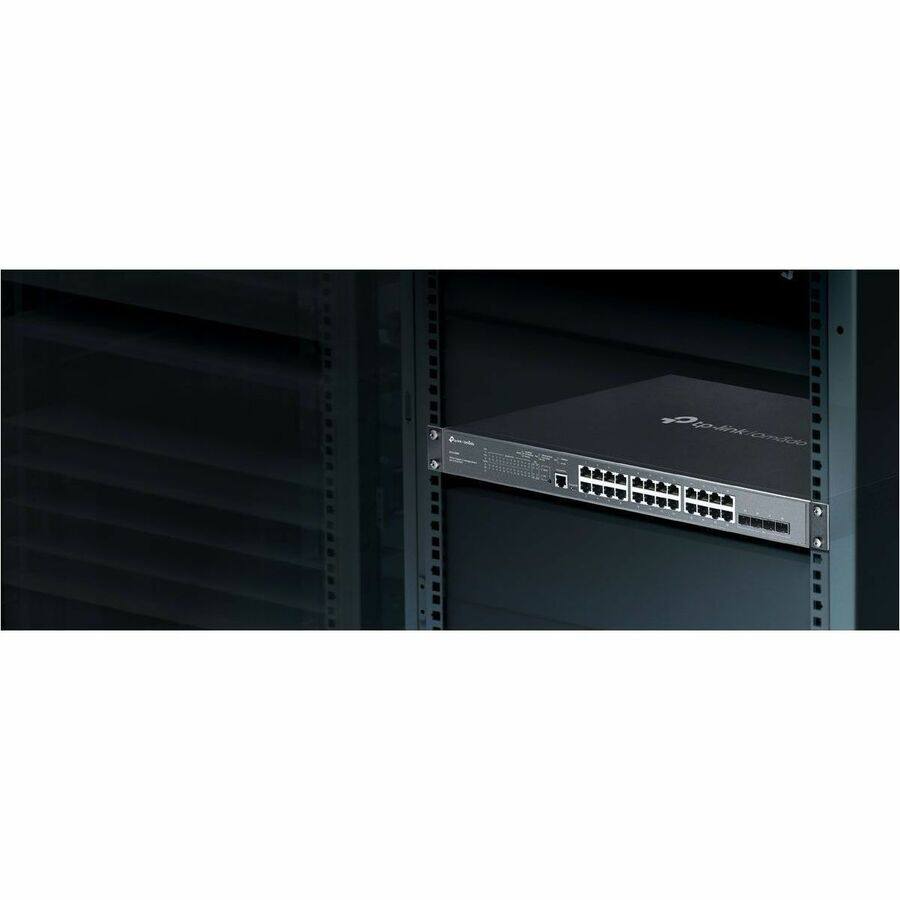 Alt View 3. TP-Link - TP-Link 28-Port Gigabit L2+ Managed Switch with 24-Port PoE+ - 25 Ports - Manageable - Gigabit Ethernet - Black.