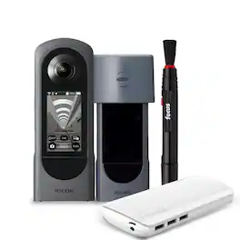 Ricoh - THETA X 360-Degree Camera Bundle with Lens Cap, Powerbank and Cleaning Pen
