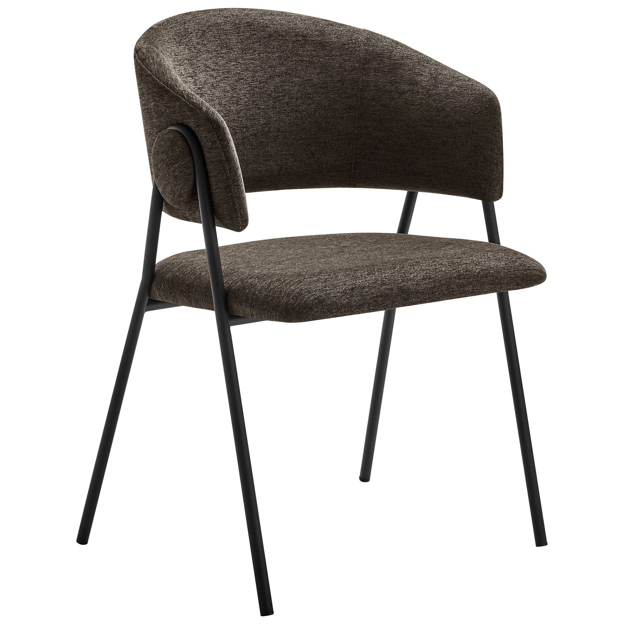 Back. Modway - Nella Upholstered Heathered Chenille Dining Chairs Set of 2 by Modway - Black.