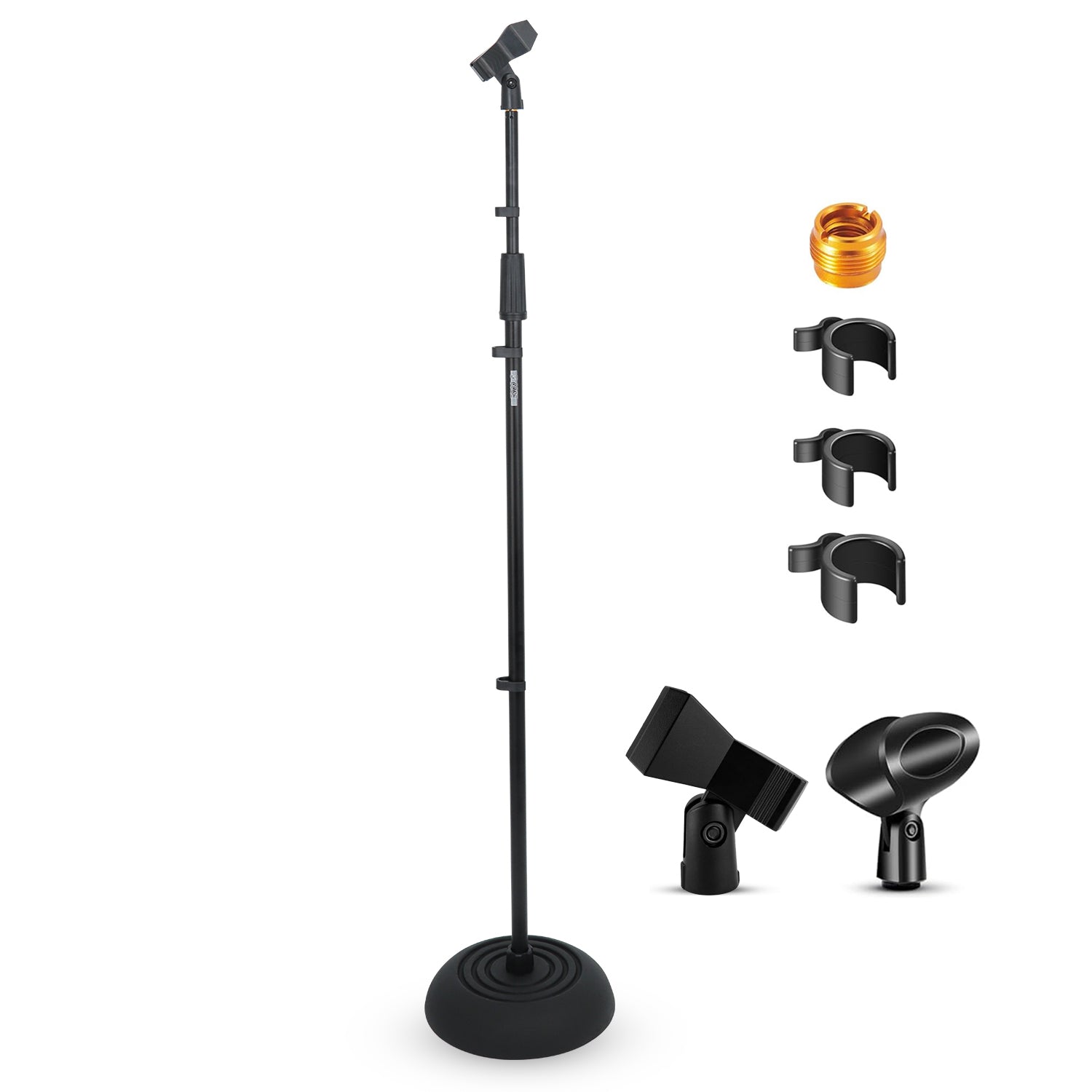 Front. 5 CORE - 5Core Mic Stand Floor Adjustable Round Base Universal Metal Microphone Stands-MS RBP5 - Black.