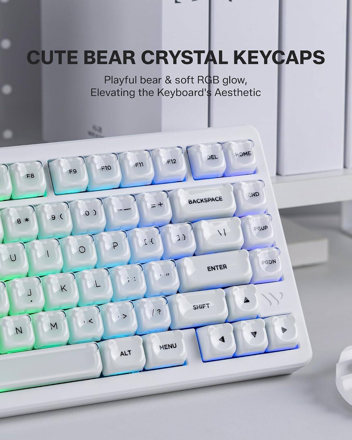 Womier Lusterfly Jelly Keycaps Set, Cute Bear Crystal Key caps for All ...