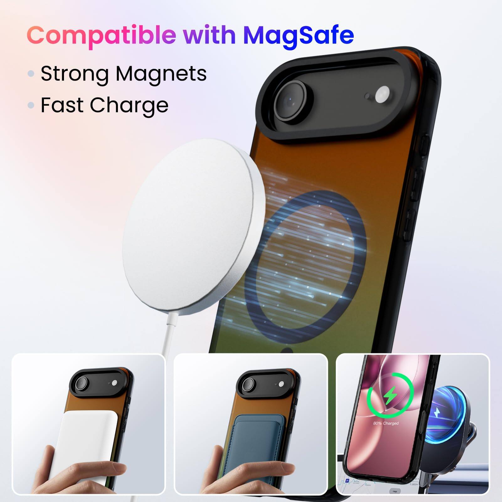 Compatible with MagSafe  
- Strong Magnets  
- Fast Charge  

100% Charged