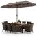 Alt View 11. Costway - 11 PCS Patio Dining Set with 15ft Double-Sided Patio Umbrella (Base Included) - Mix Brown + Coffee.