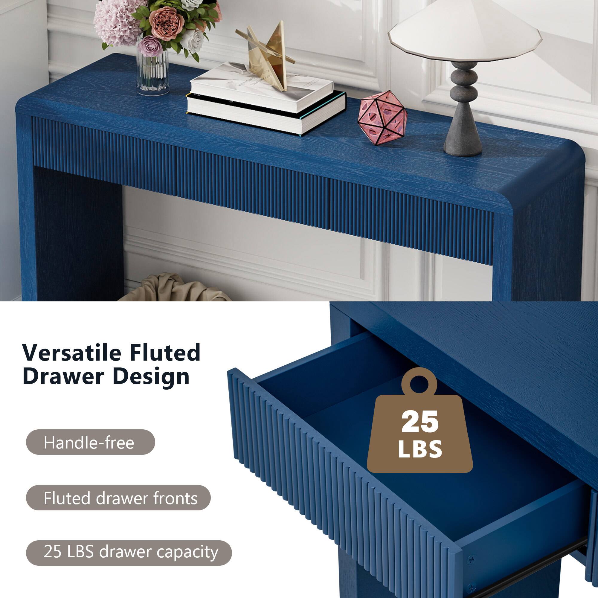 Versatile Fluted Drawer Design

- Handle-free
- Fluted drawer fronts
- 25 LBS drawer capacity