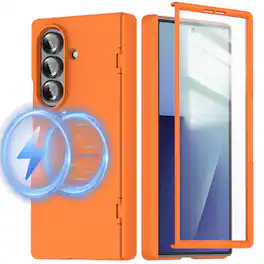Dteck - Magnetic for Samsung Galaxy Z Fold8 Ultra Case with Screen Protector,Compatible with MagSafe,Full Body Hinge Protection - Orange