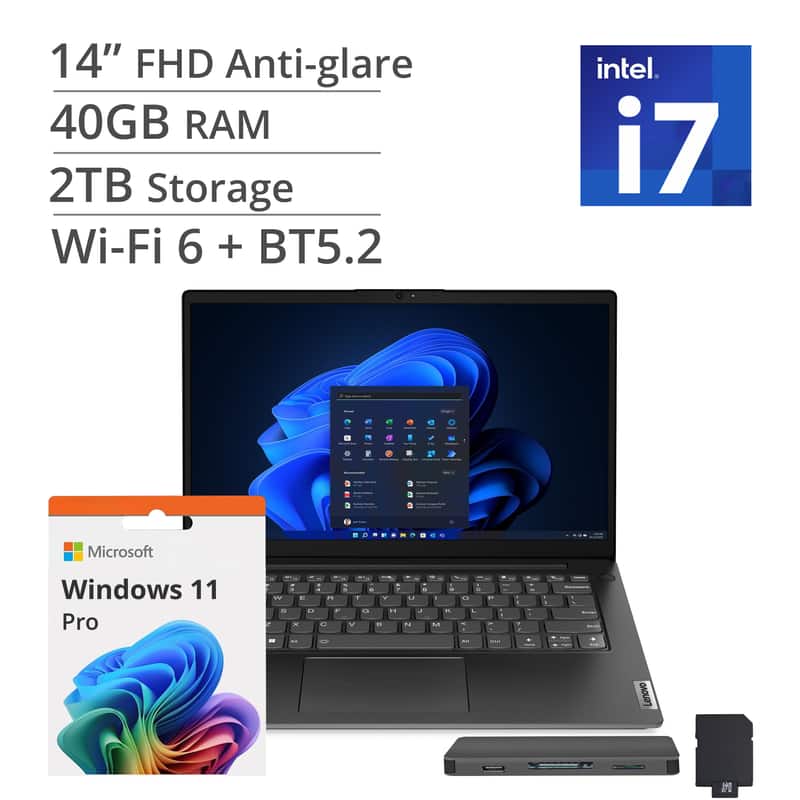 Lenovo - V14 G4 14" FHD 2025 Laptop Intel Core i7-13620H 40GB RAM 1TB SSD for Home and Business - Black