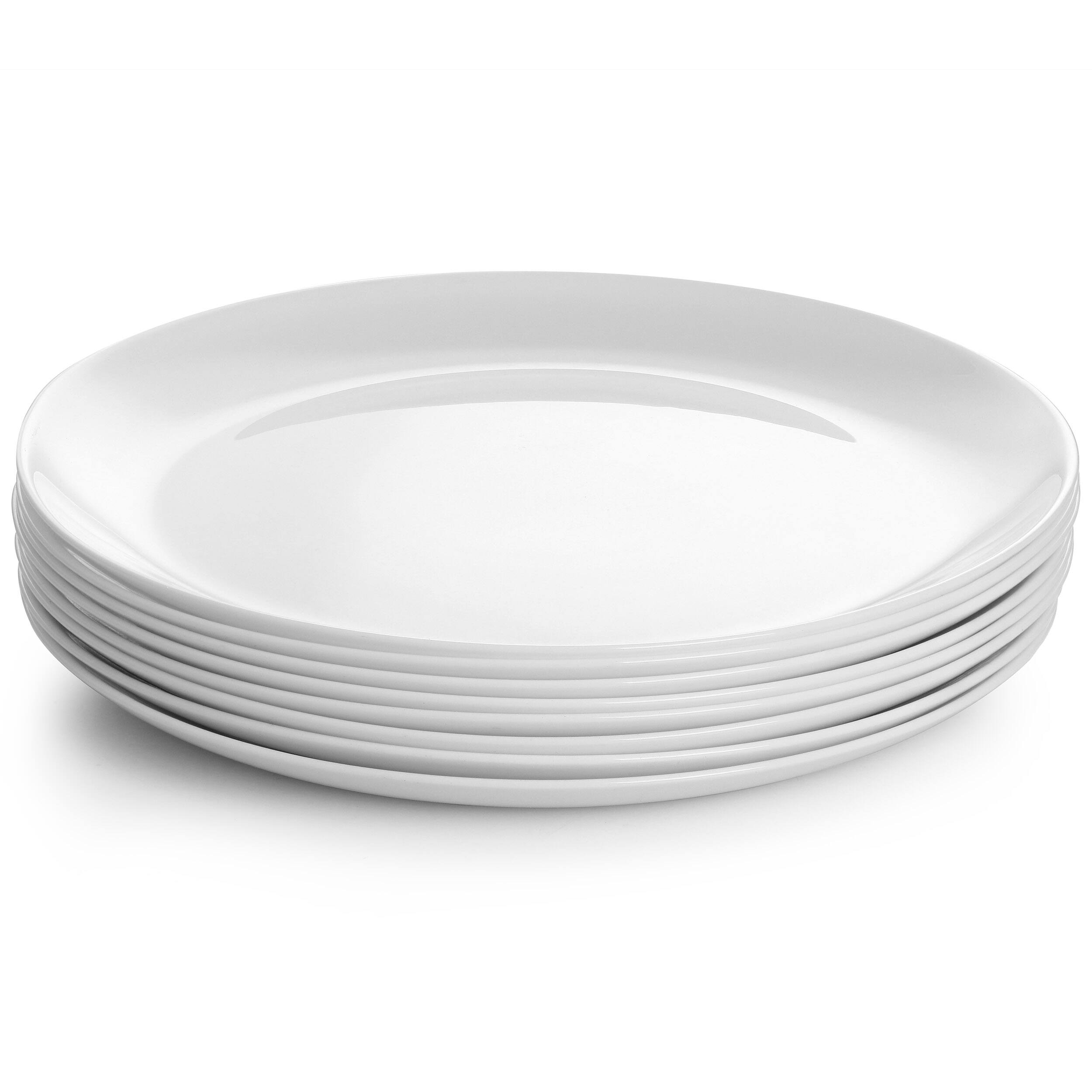 Alt View 1. Gibson - Gibson Ultra Olstead 8 Piece Break Resistant Tempered Opal Glass Dinner Plate Set in White - White.