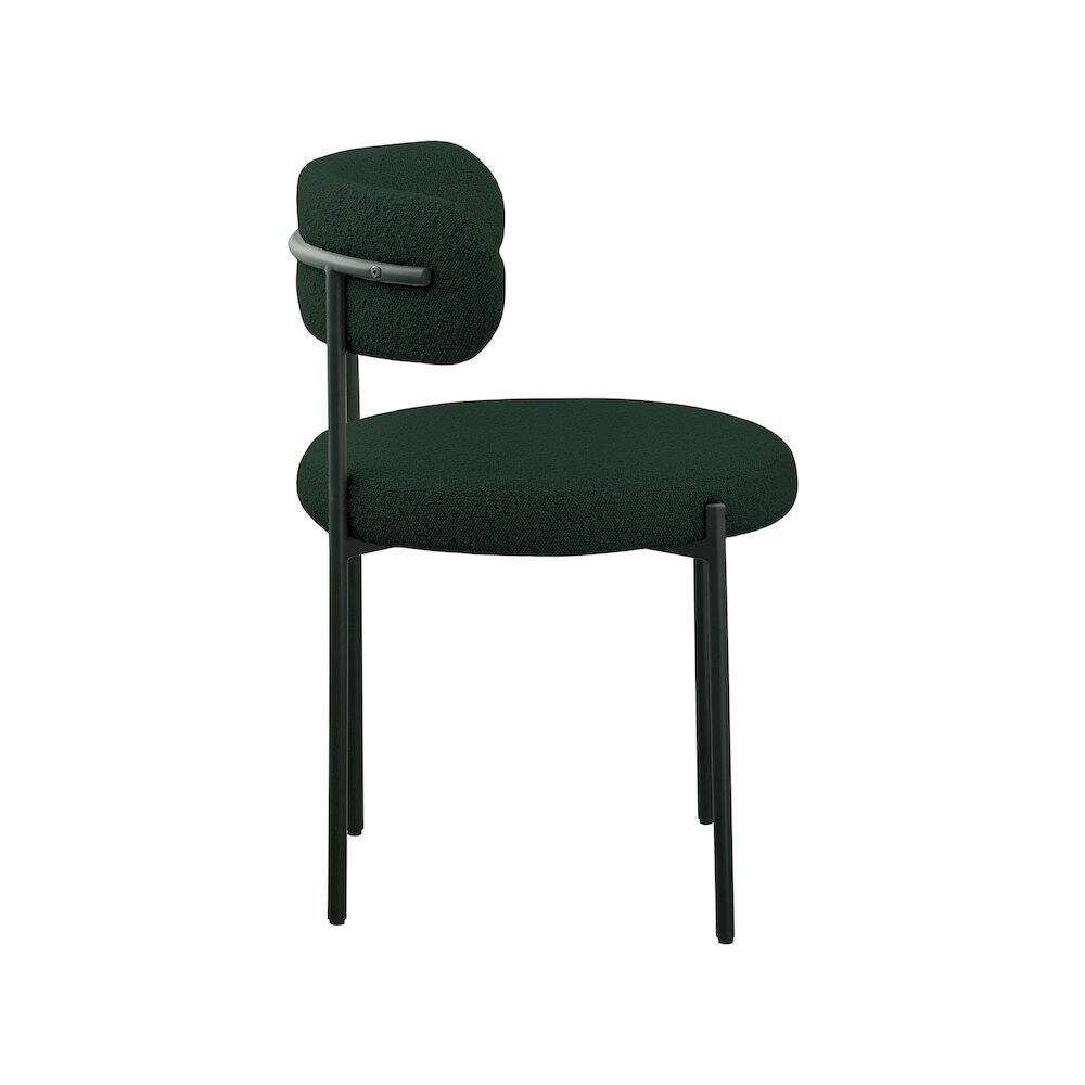 Alt View 3. Meridian Furniture - Beacon Green Boucle Fabric Dining Chair, Set of 2 - Green.