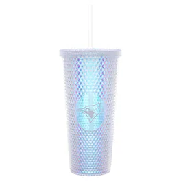 Logo Brands - Toronto Blue Jays 24oz. Iridescent Studded Travel Tumbler with Straw - Multicolor