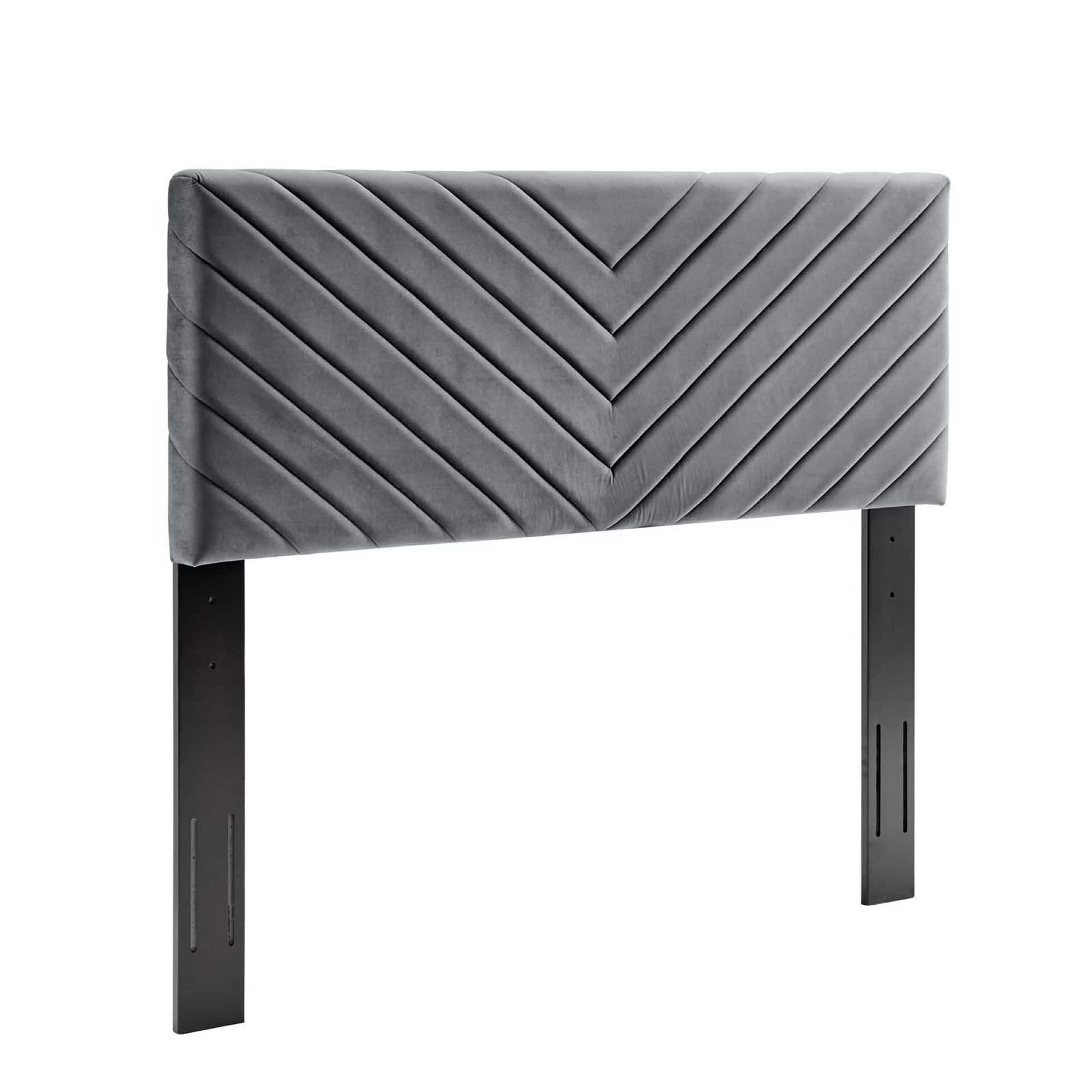 Alyson Angular Channel Tufted Performance Velvet Full / Queen Headboard by Modway - Gray