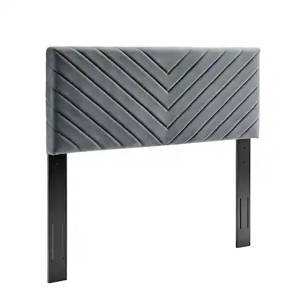 Front. Modway - Alyson Angular Channel Tufted Performance Velvet Full / Queen Headboard by Modway - Gray.
