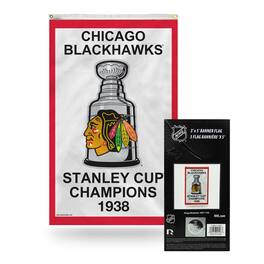 Rico Industries - Chicago Blackhawks 1938 NHL Stanley Cup Champions 3x5 Vertical Banner Flag - Multi