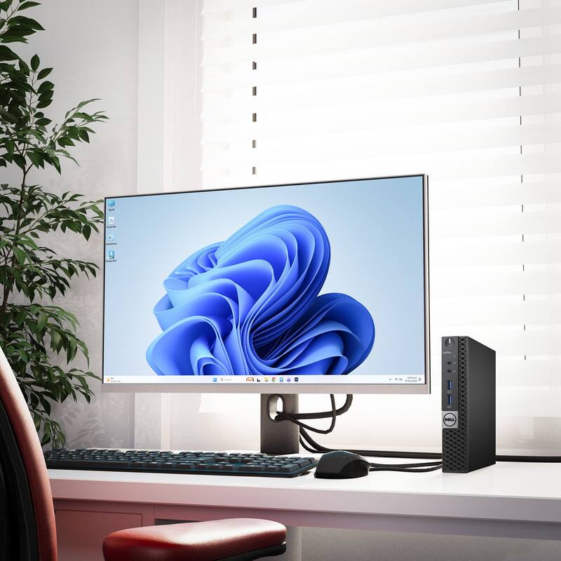 Alt View 1. Dell - OptiPlex Tiny Computer Desktop PC | Intel i5-6th Gen 2.5GHz | 8GB RAM | 128GB SSD | KB & Mouse | Wi-Fi | Win11 - Black.