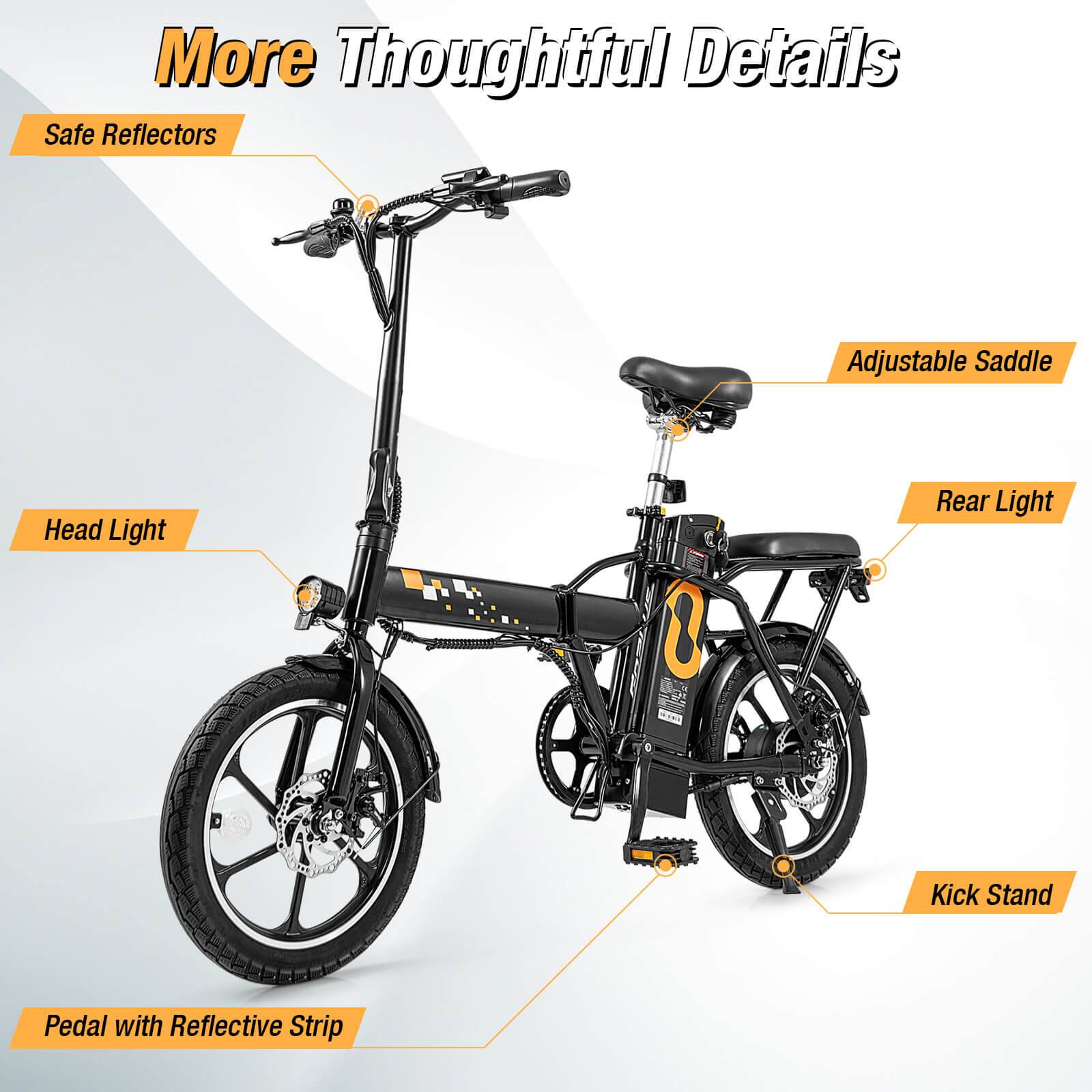 More Thoughtful Details Safe Reflectors Adjustable Saddle Head Light 0 Rear Light Kick Stand Pedal with Reflective Strip