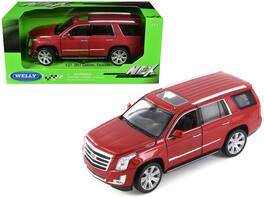 2017 Cadillac Escalade with Sunroof 1/24-1/27 Diecast Model Car by Welly - Red Metallic