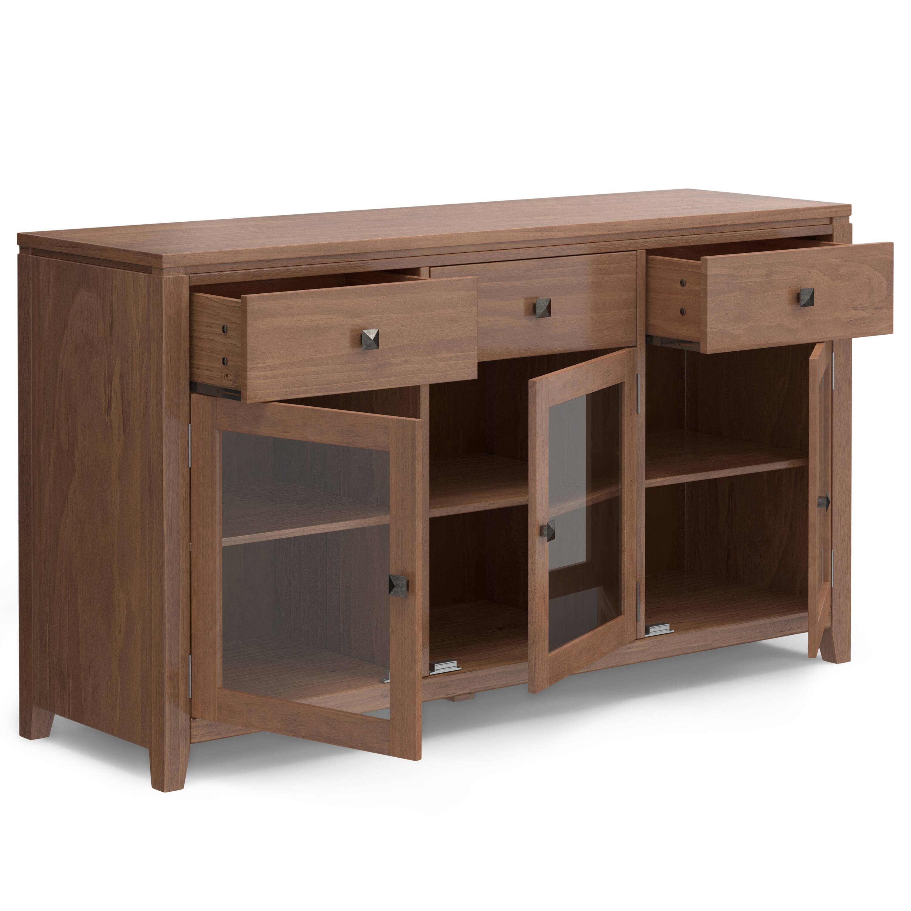 Left. Simpli Home - Cosmopolitan Sideboard Buffet - Medium Saddle Brown.
