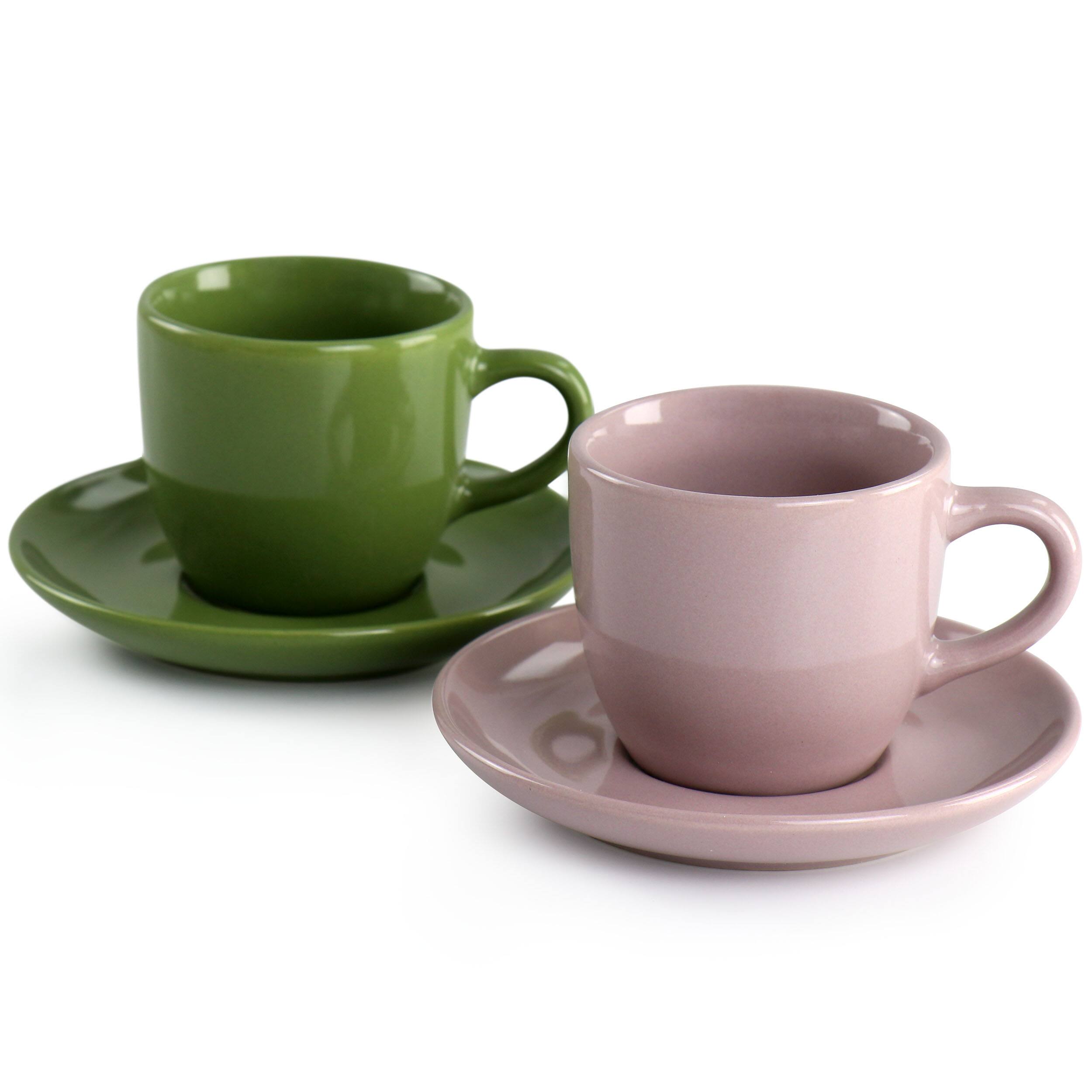 Alt View 3. Mr. Coffee - Mr. Coffee 12 Piece 3oz Stoneware Espresso Cup and Saucer Set in Assorted Colors - Assorted.