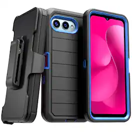 RomeTech - Defender Case for T-Mobile REVVL 8 - Black / Blue - Black & Blue