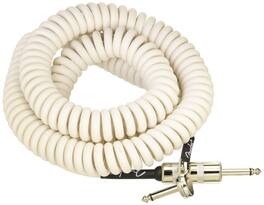 Fender - Hendrix Voodoo Child Coiled Instrument Cable, with Limited, Straight/Angle, White, 30ft