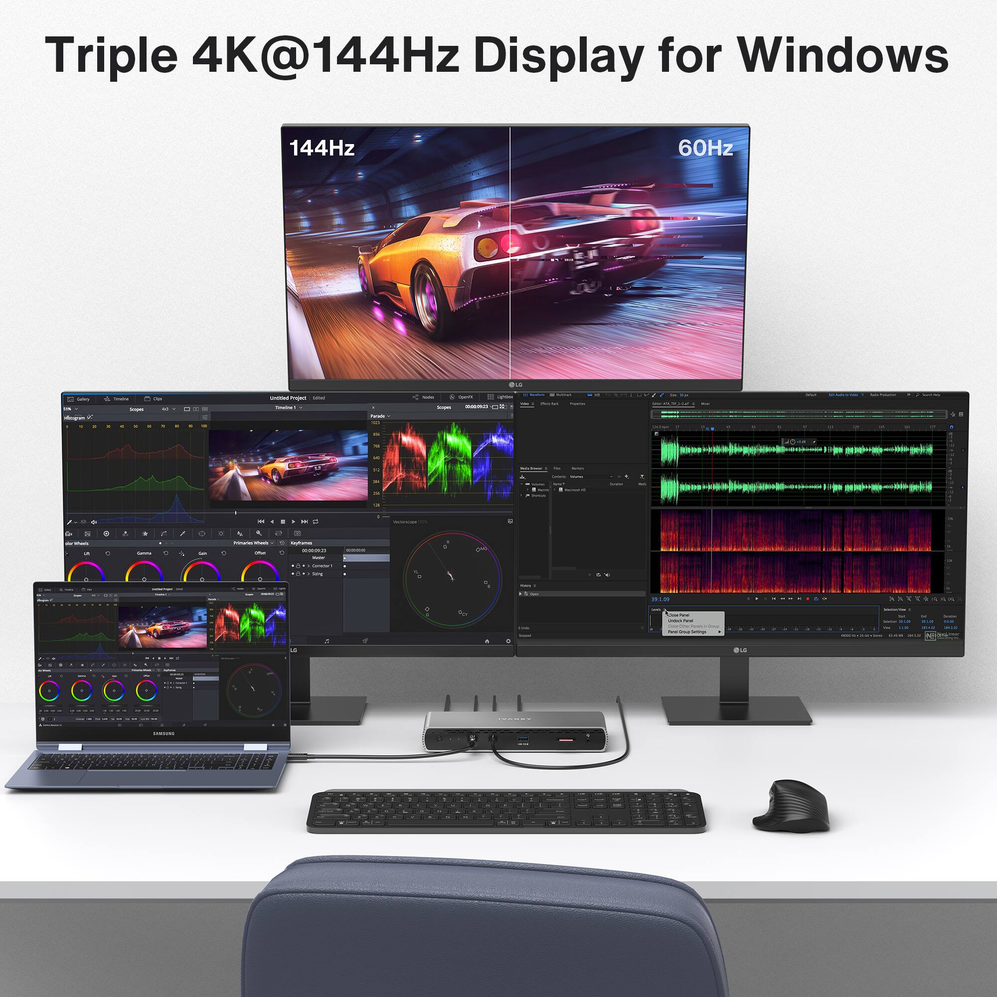 Triple 4K@144Hz Display for Windows 144Hz 60Hz