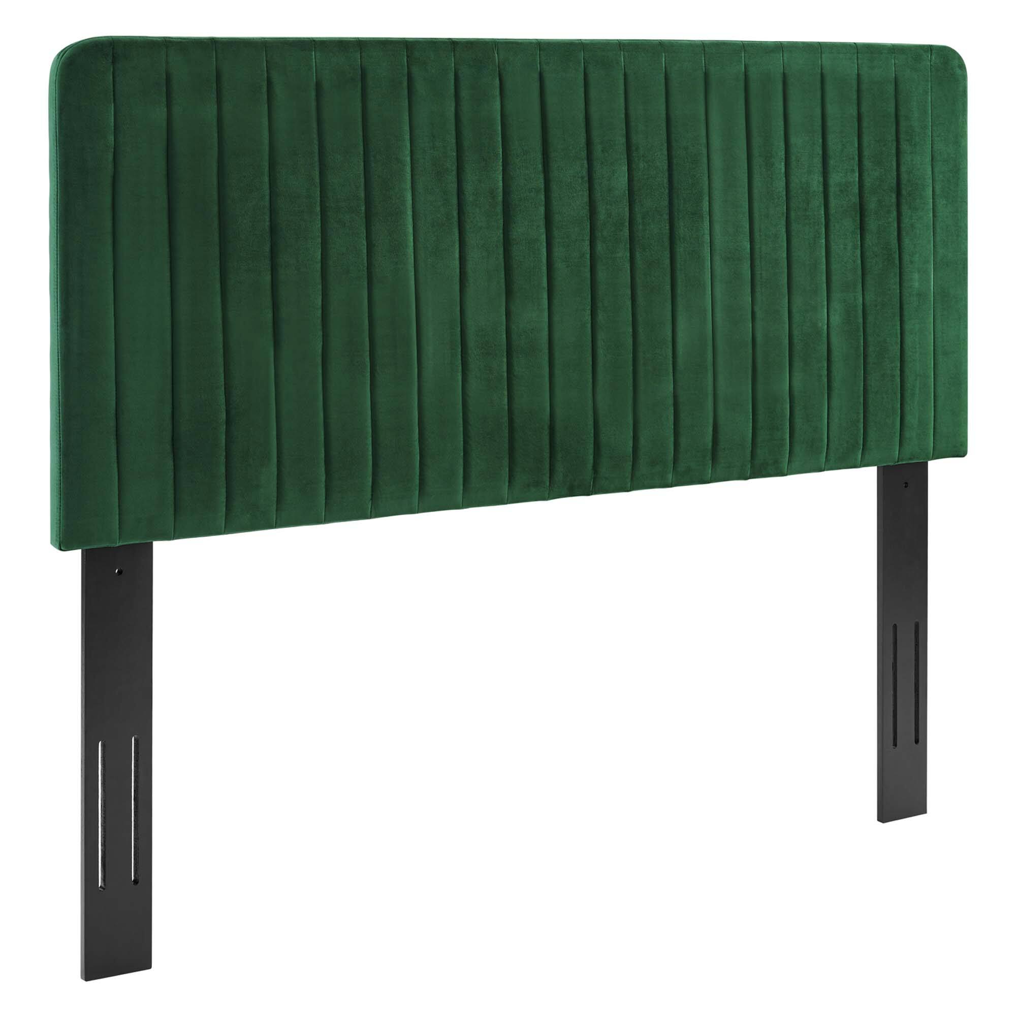 Milenna Channel Tufted Performance Velvet Full/Queen Headboard by Modway - Green