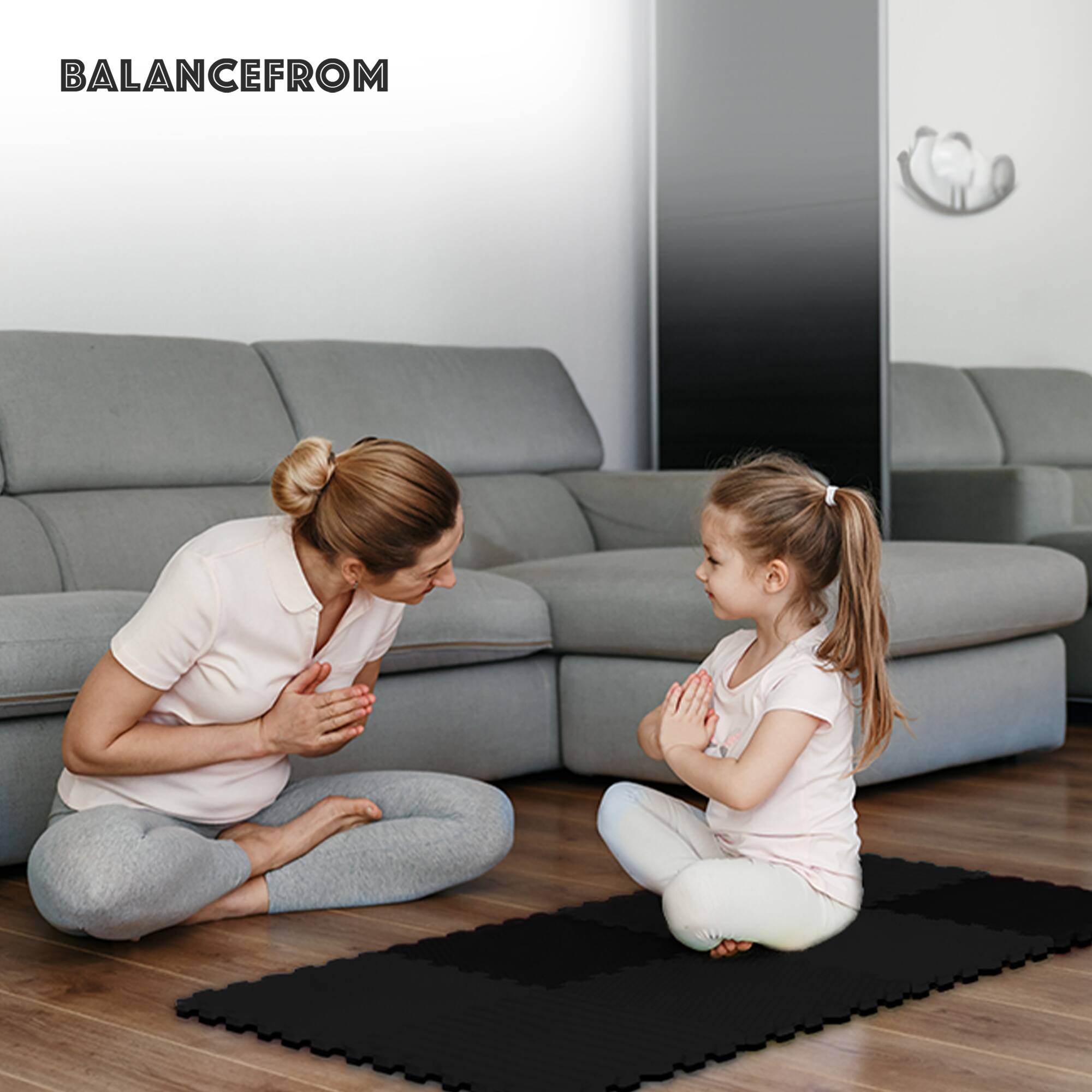Alt View 2. Everyday Essentials - BalanceFrom Fitness 24 Sq Ft Interlocking EVA Foam Exercise Mat Tiles, Black - Black.