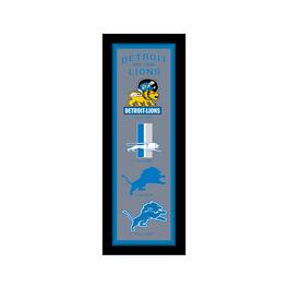 Sporticulture - Detroit Lions 8" x 26" Team Logo Heritage Framed Wall Art - Multicolor