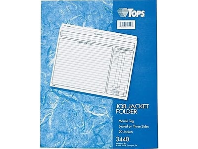 Tops Job Jacket Folder
Manila Tag
Sealed on Three Sides
20 Jackets
3440