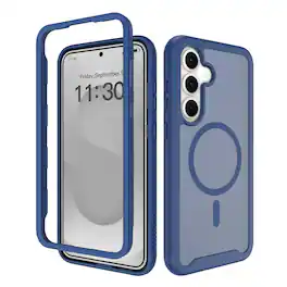 Dteck - Magnetic for Samsung Galaxy S26 FE Case with Built-in Screen Protector, Compatible with MagSafe, Matte Translucent Cover - Blue