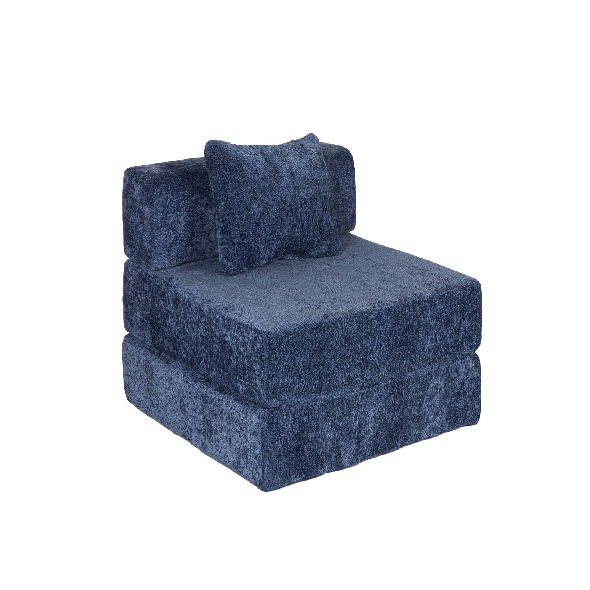 Alt View 6. Boyel Living - Convertible Chenille Floor Lounge Chair and Sleeper - Dark Blue.