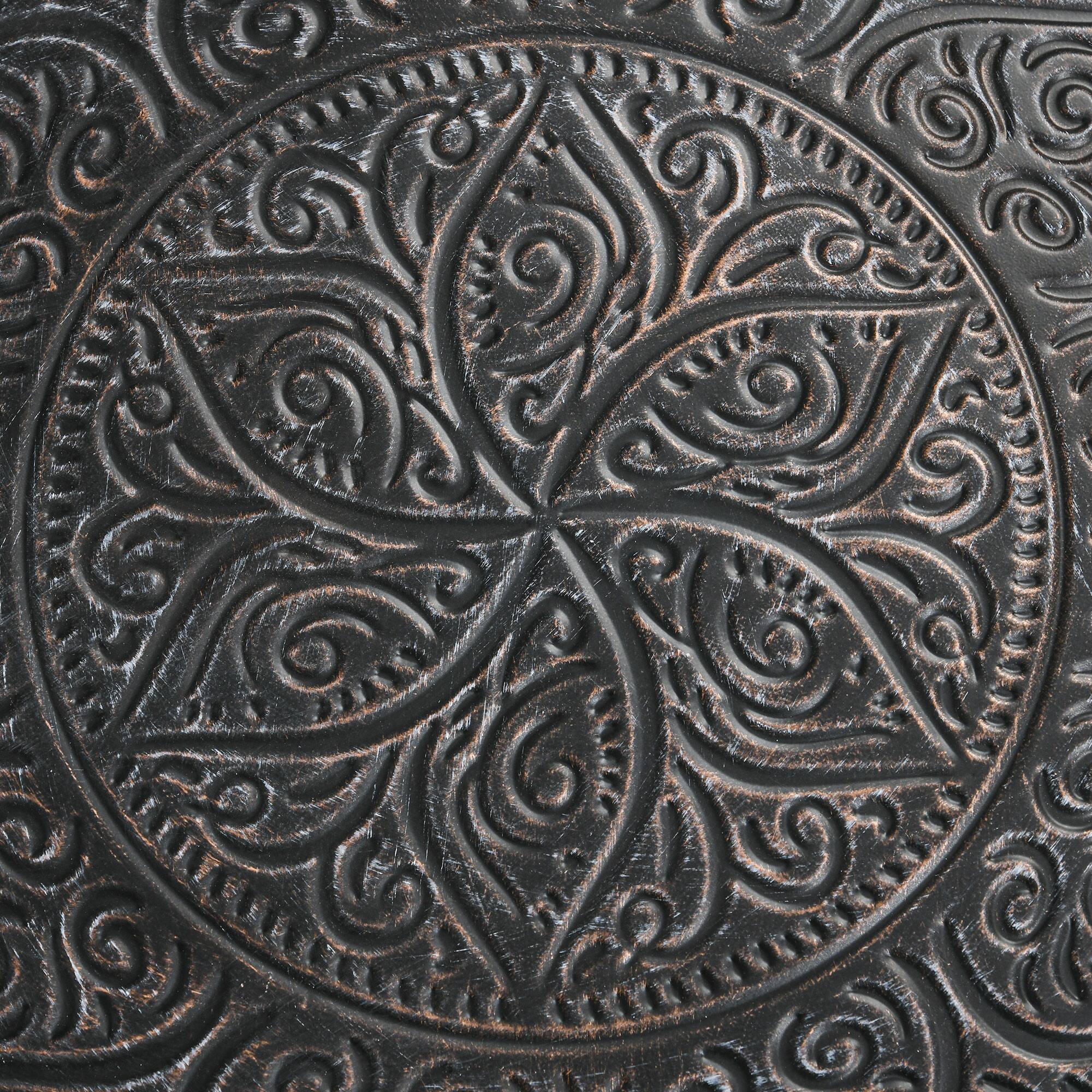 Alt View 7. Homcom - 24" Round Coffee Table with Hammered Tray Top, Vintage Metal Center Table for Living Room, Bedroom, Side Table, Pewter - Pewter.