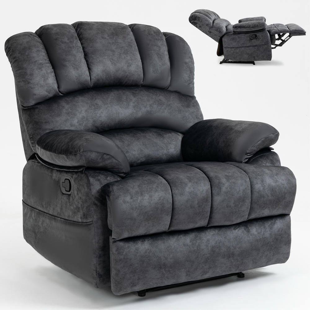 Back. Kadyn - Large Manual Recliner Chair, 155° Recline, Tool-Free Assembly, Single Box Shipping, Gray - Gray.