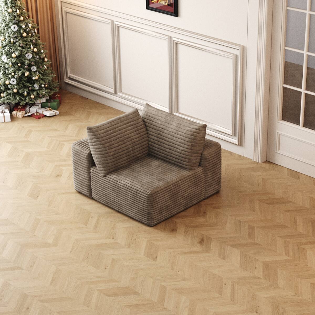 Angle. Ropilly - Ropilly Modular Sectional Sofa, Deep Seat Camel Fabric Sofa with Plush Corduroy Fabric, No Assembly - Camel.