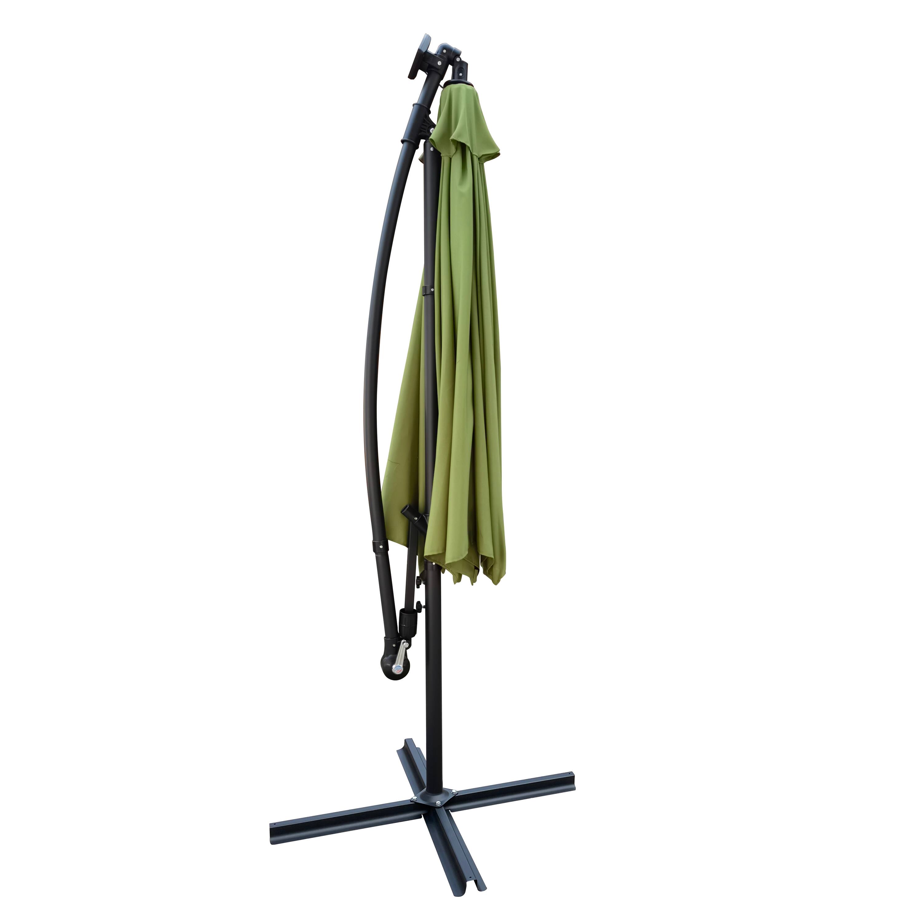 Back. Loheer - Loheer 10 ft Solar Powered LED Patio Umbrella with Crank and Cross Base Waterproof Sun Shade.