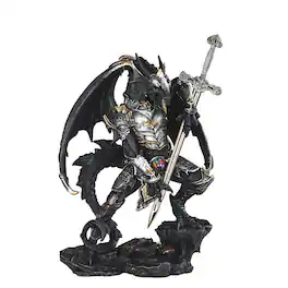 FC Design - 12"H Dragon with Armor and Sword Figurine Statue Office/Computer Desk Tabletop Medieval Gaming Home Decor Gift - Multi-Color