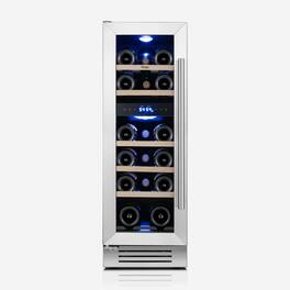 Yeego - 12 Inch Wine Cooler Refrigerator, 18 Bottle Fridge with Digital Control-Built-in & Freestanding - Stainless Steel