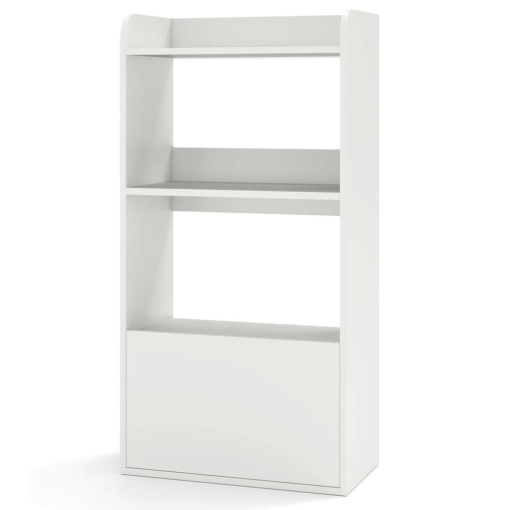 Left. Kadyn - Freestanding 3-Tier Open Shelf Bookshelf, White - White.