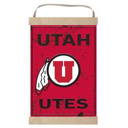 Jardine - Utah Utes Faux Rust Banner Sign - Red