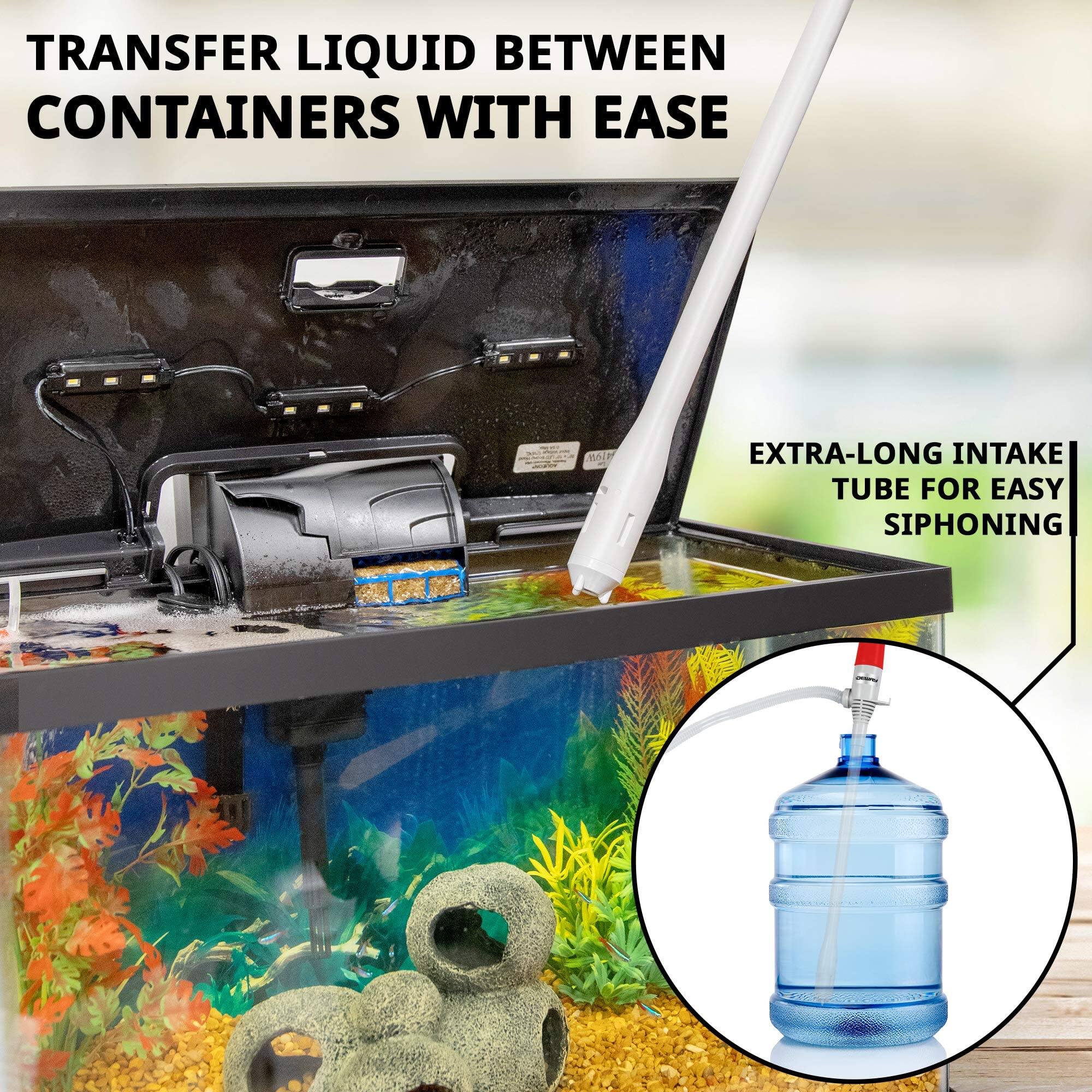 TRANSFER LIQUID BETWEEN CONTAINERS WITH EASE

EXTRA-LONG INTAKE TUBE FOR EASY SIPHONING